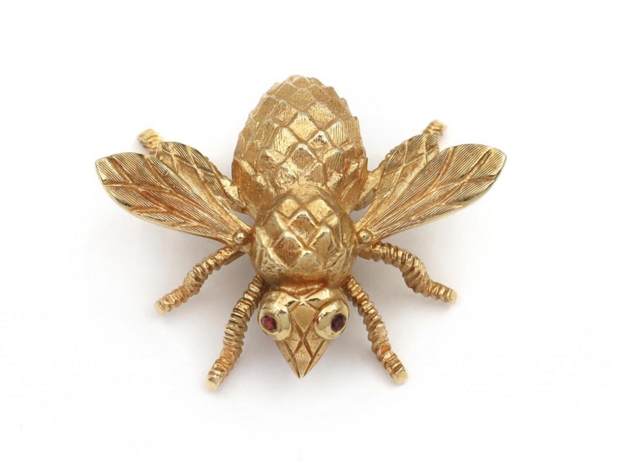 Herbert Rosenthal bee pin, 18kt gold bee brooch, insect brooch