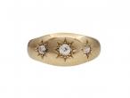 Antique diamond three stone gypsy ring in 18kt yellow gold
