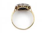 Art Deco sapphire and diamond cushion shape cluster ring