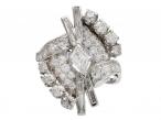 1950s fancy diamond cluster ring in platinum