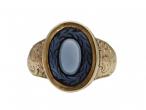 Antique carved banded onyx cameo wreath locket ring