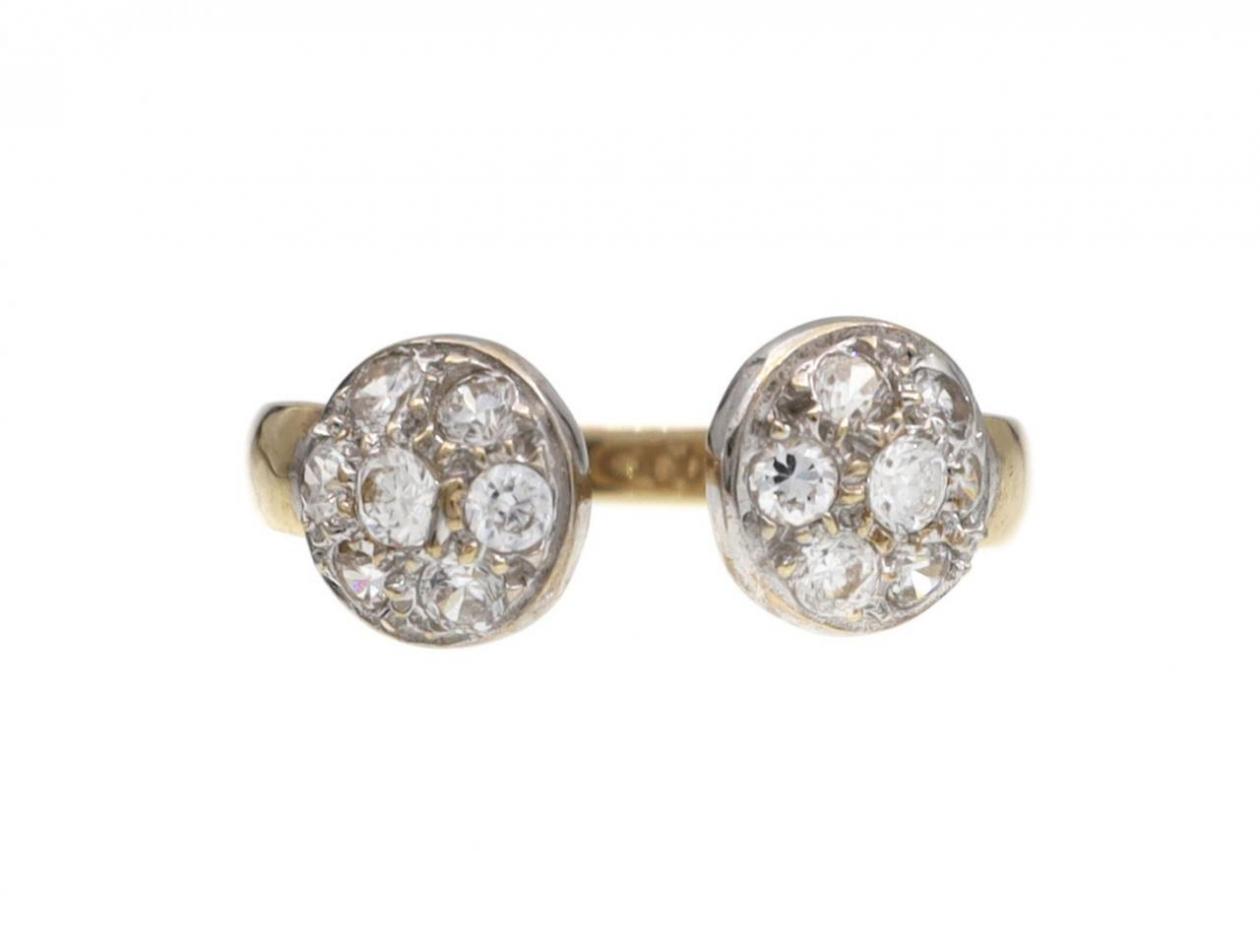 Modern 9kt yellow gold and cubic zirconia torque ring