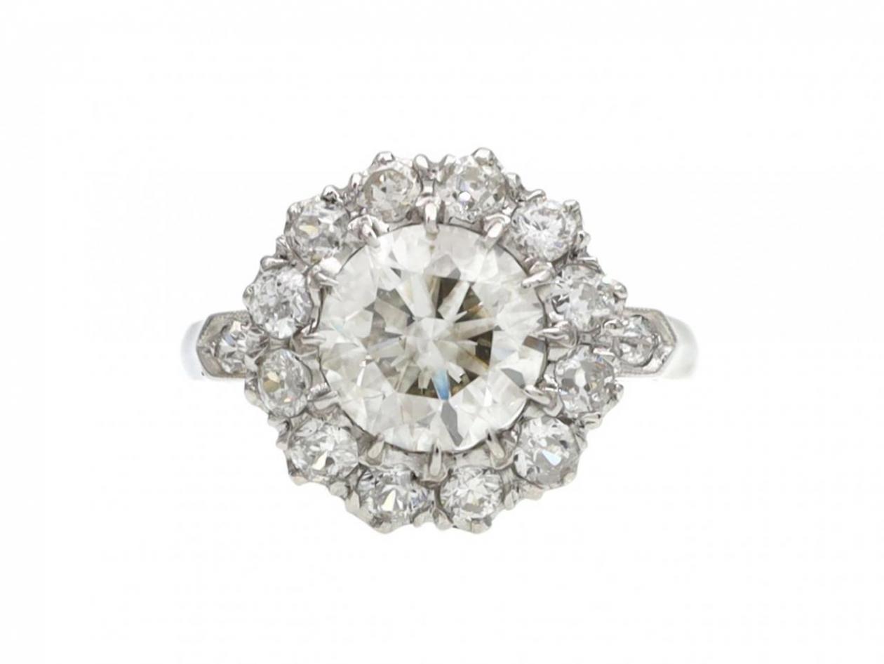 Antique 1.55ct diamond coronet cluster engagement ring