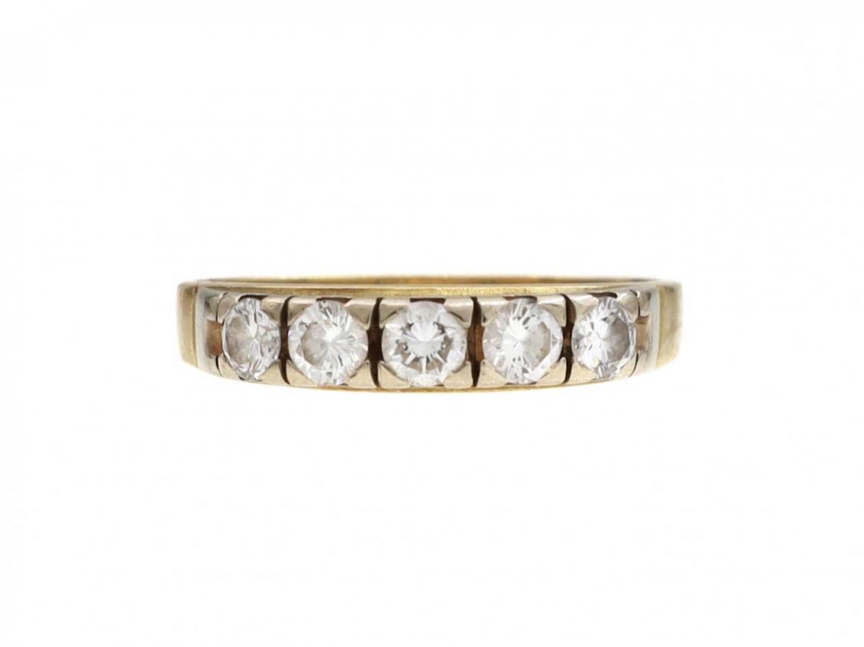Vintage five stone diamond ring in 18kt yellow gold