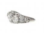 Art Deco Old European Cut Diamond Three Stone Platinum Ring