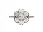 Edwardian diamond floral cluster ring in platinum