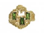 1960s Irish West & Son tourmaline and 18kt yellow gold modernist ring