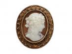 Vintage shell cameo of a classical lady ring in 9kt yellow gold