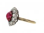 Edwardian oval Burmese cabochon and diamond cluster ring