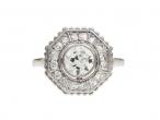 Art Deco style octagonal diamond cluster ring in 18kt white gold