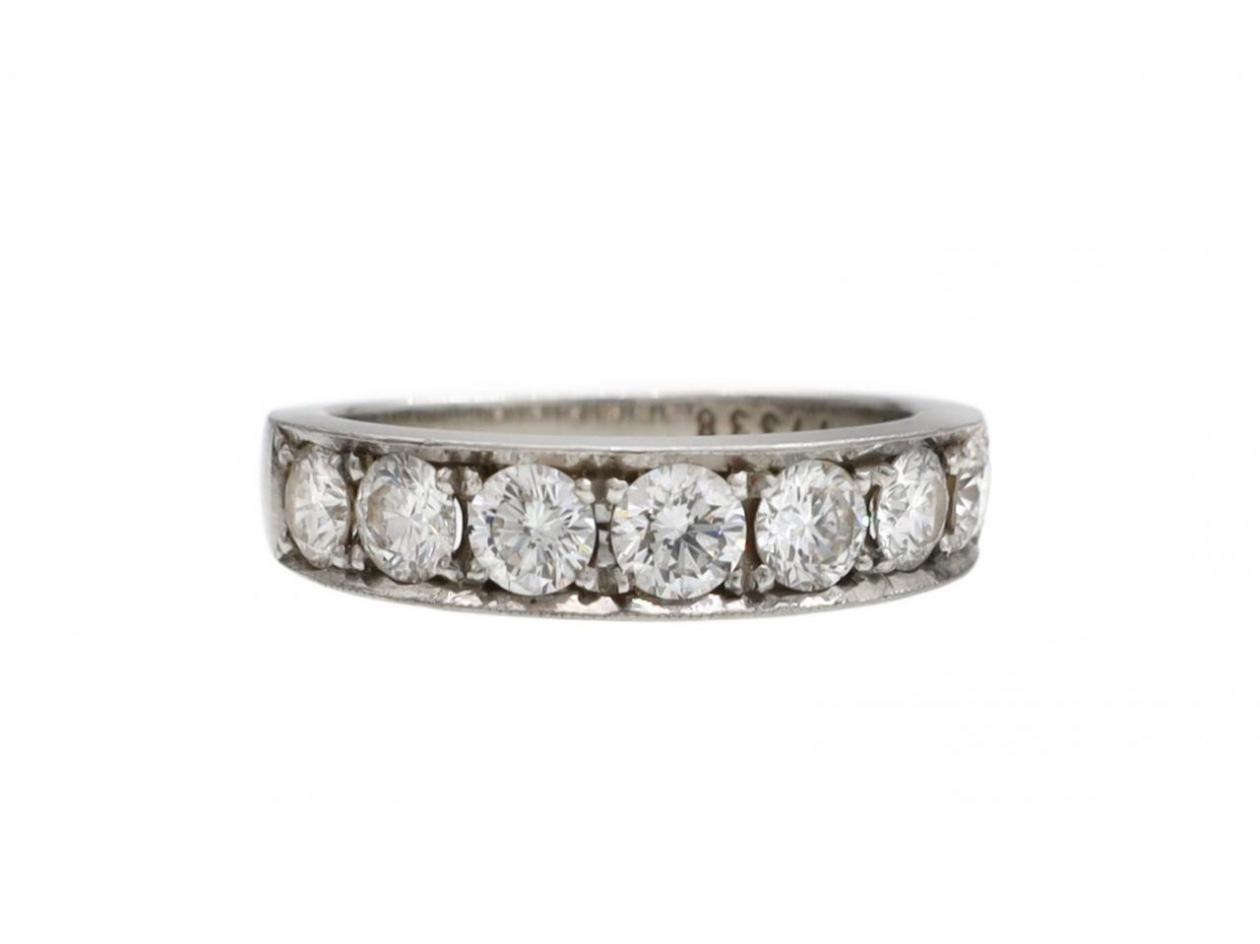 Vintage diamond half eternity ring in platinum