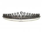 Antique convertible diamond set fringe necklace/tiara in silver and 18kt yellow gold