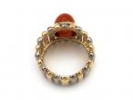 Vintage Citrine Cabochon & Two Tone Linear 18kt Gold Ring