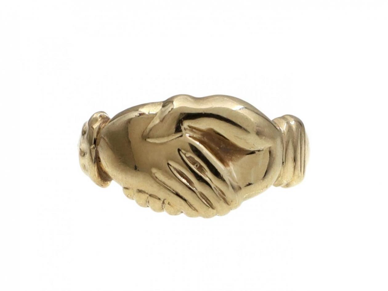 Vintage 'fede' ring in 9kt yellow gold