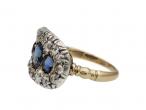 Victorian Sapphire & Diamond Three Stone Cluster Ring in 18kt Gold