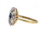 Art Deco sapphire and diamond fancy oval cluster ring
