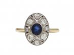 Art Deco sapphire and diamond fancy oval cluster ring