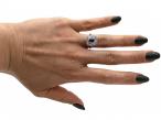 Art Deco sapphire and diamond square cluster ring in platinum