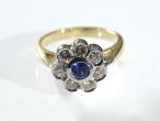 Vintage sapphire and diamond daisy cluster ring