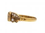 Victorian diamond and pearl shield and floral ring in 18kt gold