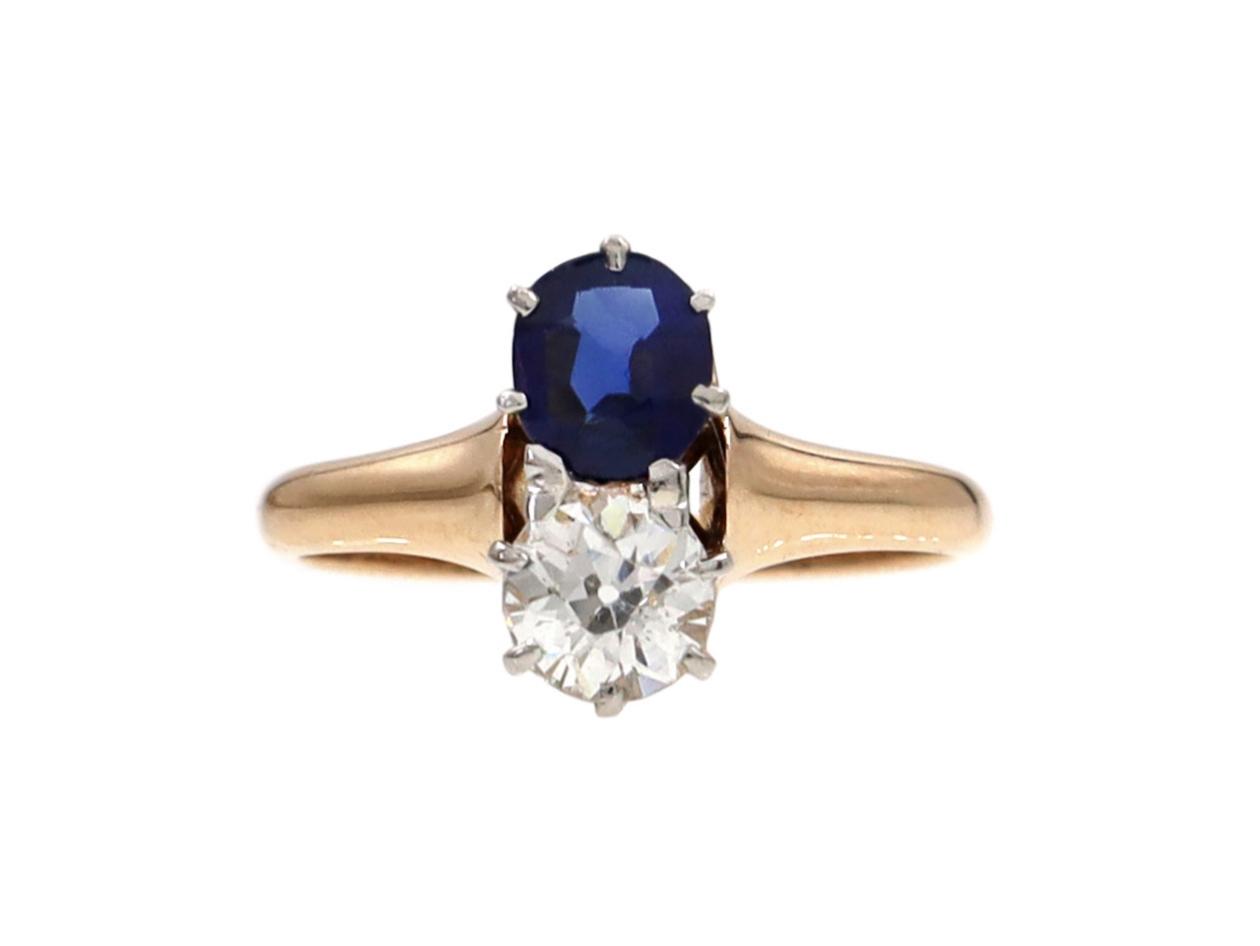 Edwardian Sapphire & Diamond Toi et Moi Ring