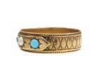 1920s pearl and turquoise cigar band ring in 18kt yellow gold