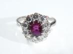 Vintage Thai ruby and diamond coronet cluster ring