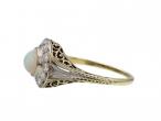 Art Deco Opal & Diamond Circular Cluster Ring in Platinum & Gold