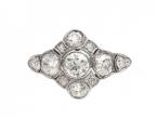 Art Deco diamond openwork bombe cluster ring in platinum