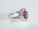 Vintage ruby and diamond floral cluster ring in 18kt white gold