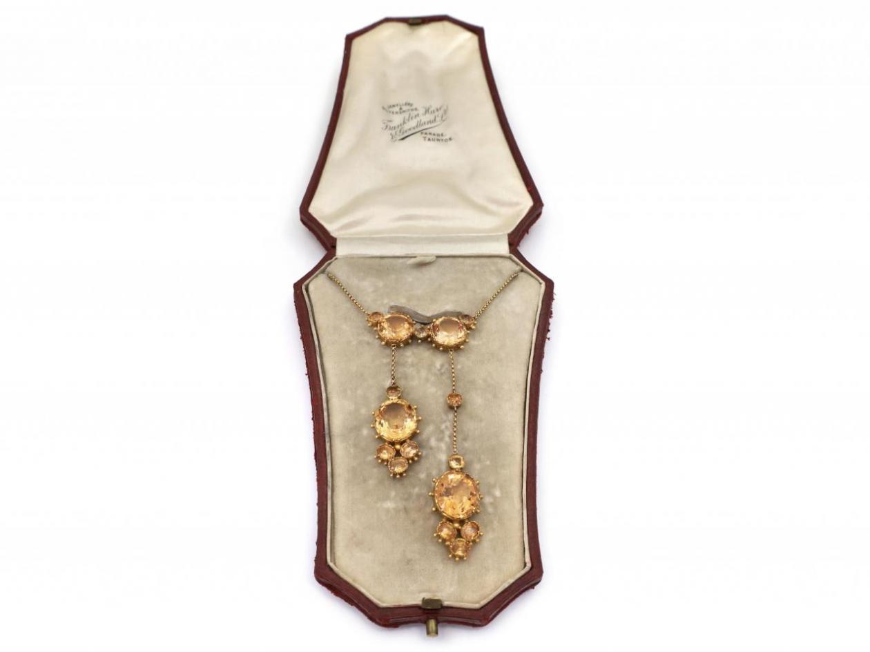 Antique Imperial Topaz Négligée Necklace in Yellow Gold