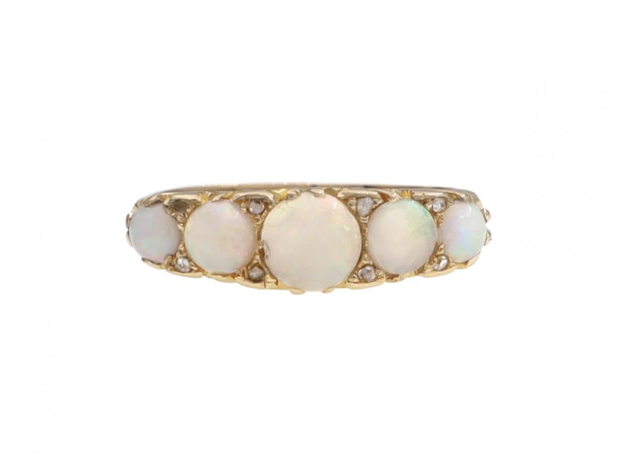 Edwardian opal five stone opal five stone ring in 18kt yellow gold