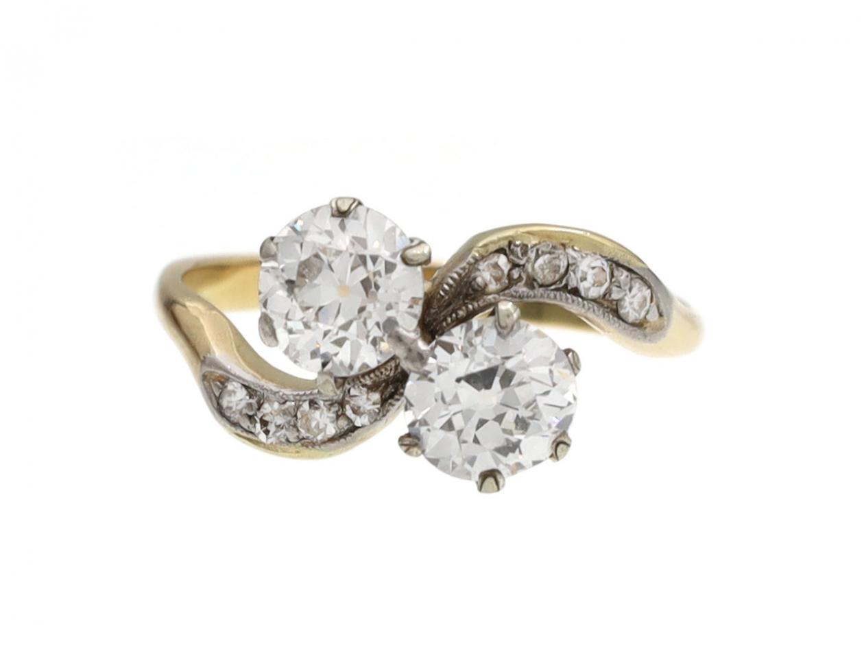 Edwardian 'toi et moi' two stone diamond twist ring