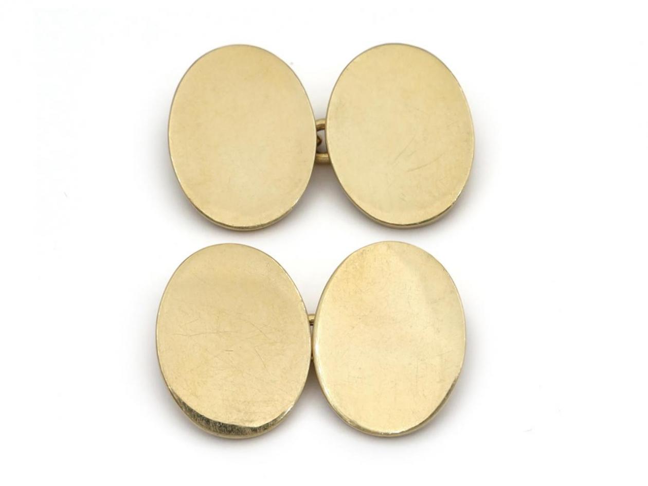 Heavy 18kt yellow gold double oval cufflinks