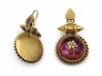 Victorian Etruscan revival foiled back rock crystal pendant earrings