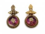 Victorian Etruscan revival foiled back rock crystal pendant earrings