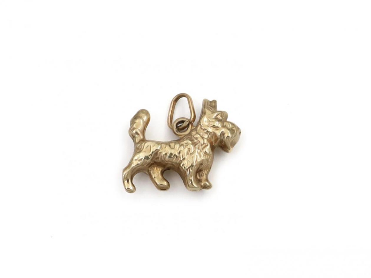 Vintage Scottish Terrier Dog Charm in 9kt Yellow Gold