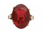Vintage synthetic ruby dress ring in 9kt yellow gold