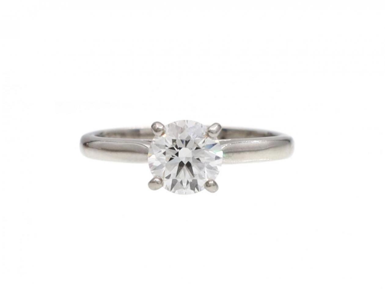 Cartier 0.91ct round brilliant solitaire platinum engagement ring