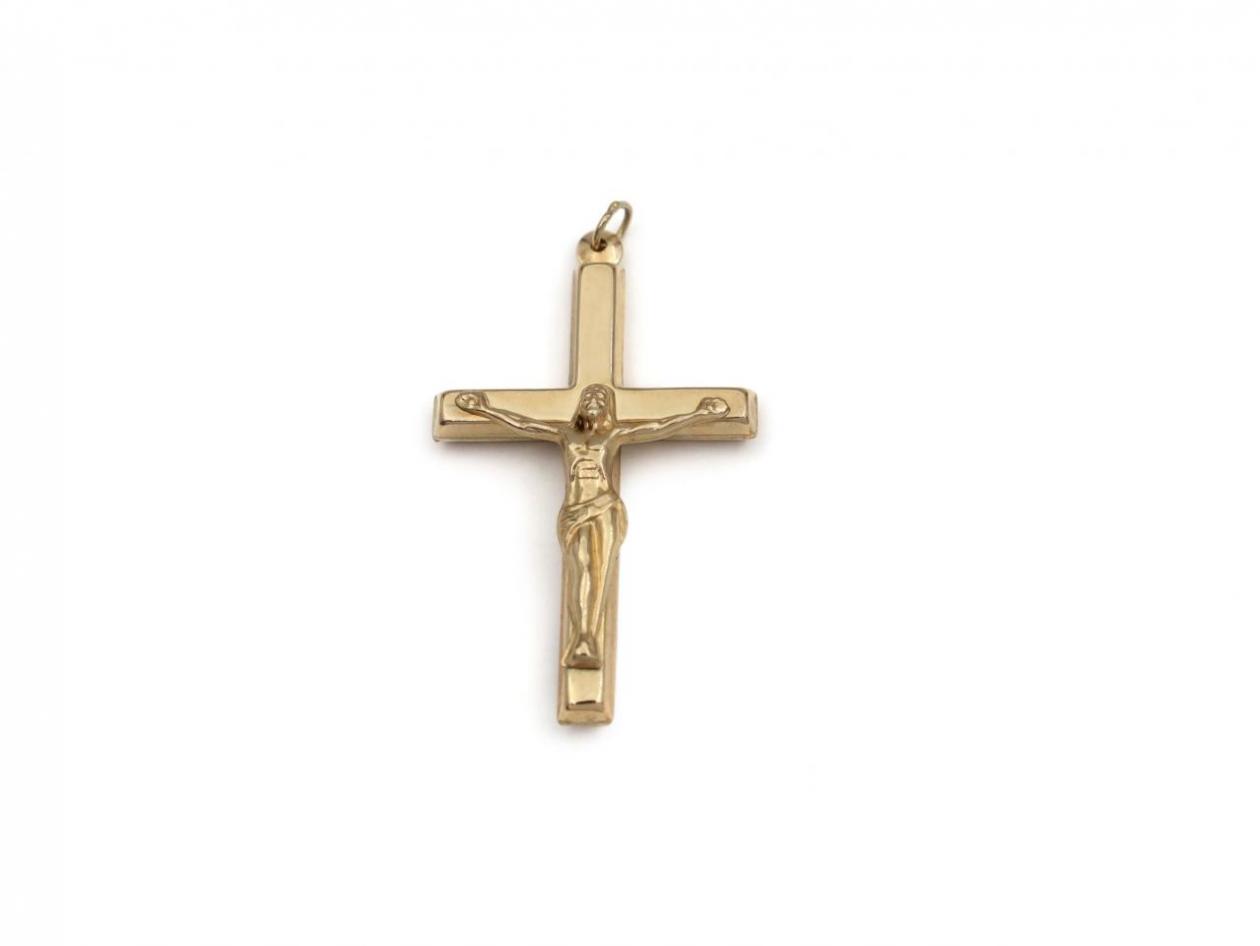 Vintage 9kt yellow gold crucifix pendant