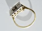 Antique Old Mine diamond plaque ring in yellow gold