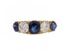 Victorian carved sapphire and diamond five stone ring