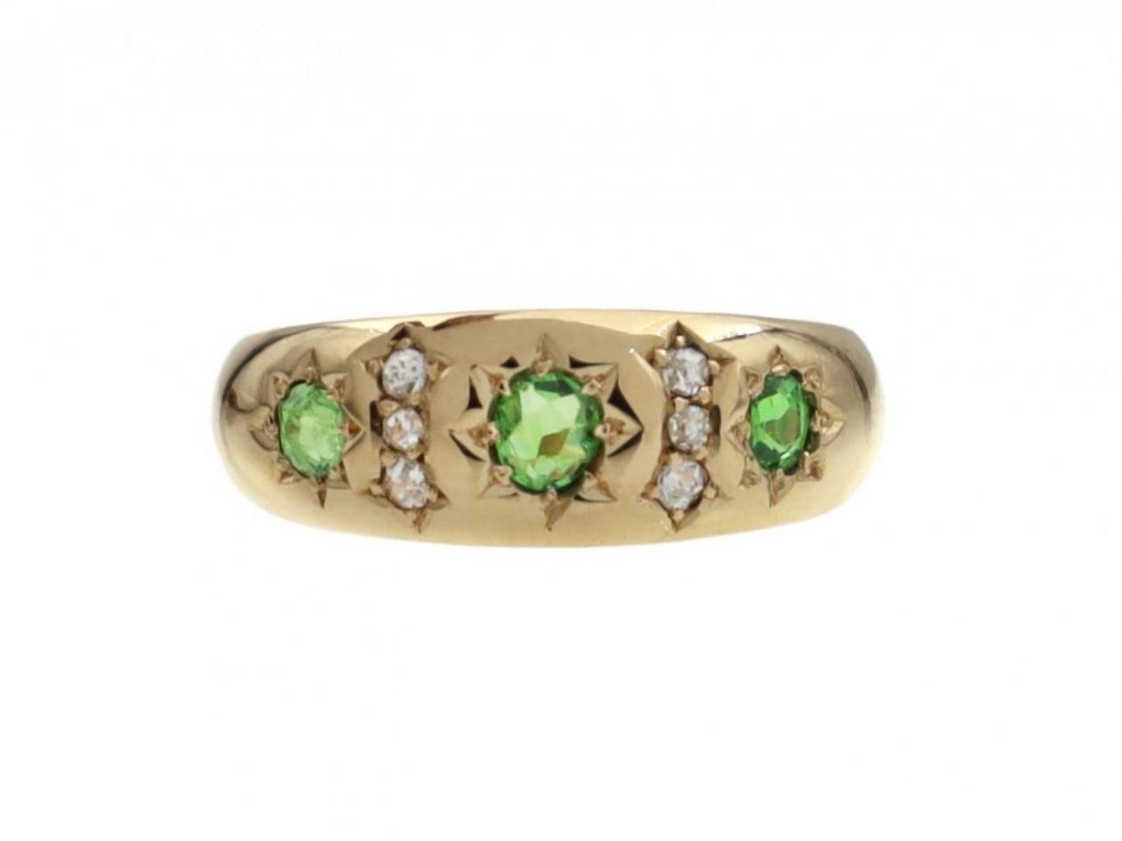 Victorian demantoid garnet and diamond gypsy ring
