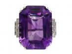 Art Deco amethyst and diamond cocktail ring in platinum