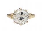 3.81ct cushion cut diamond solitaire engagement ring in 18kt yellow gold
