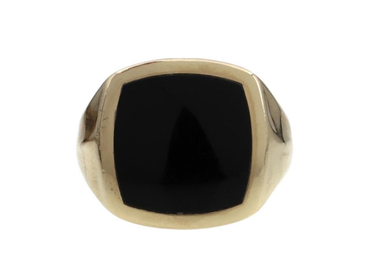 cushion shape onyx signet ring,