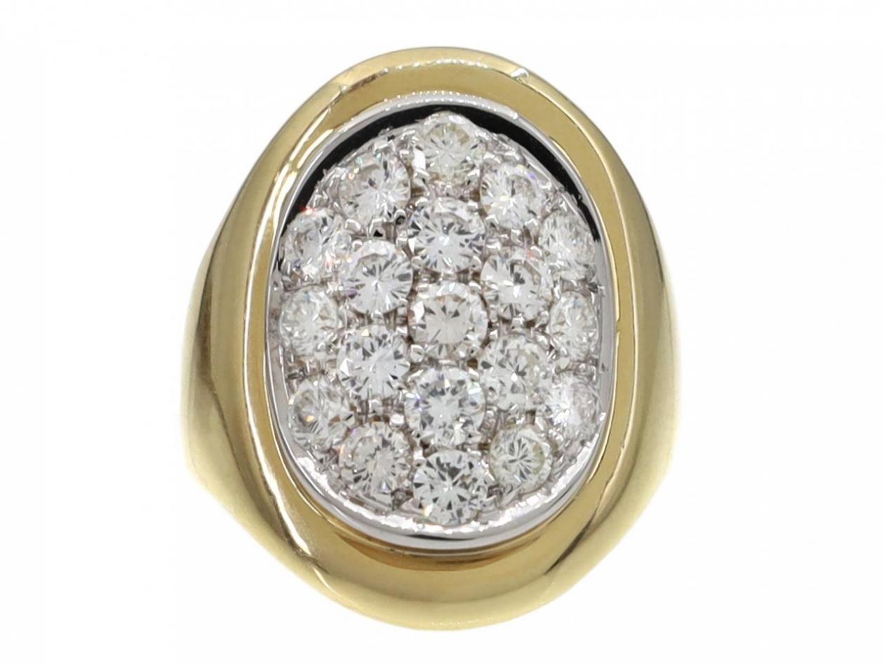 vintage chunky diamond oval cluster dress ring
