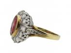 Vintage Ruby & Diamond Cluster Ring 18kt Yellow Gold