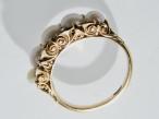 Victorian five stone pearl and diamond carved ring
