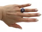 1960s diamond and sapphire double row circular cluster ring